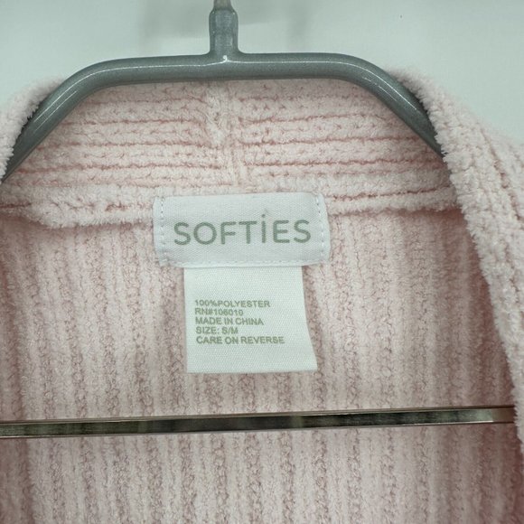 Softies 28" Rib Chenille Kimono Cardigan Sweater sz S/M Blush Pink Open Front - Picture 2 of 6